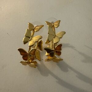 Gold Butterfly Hoops